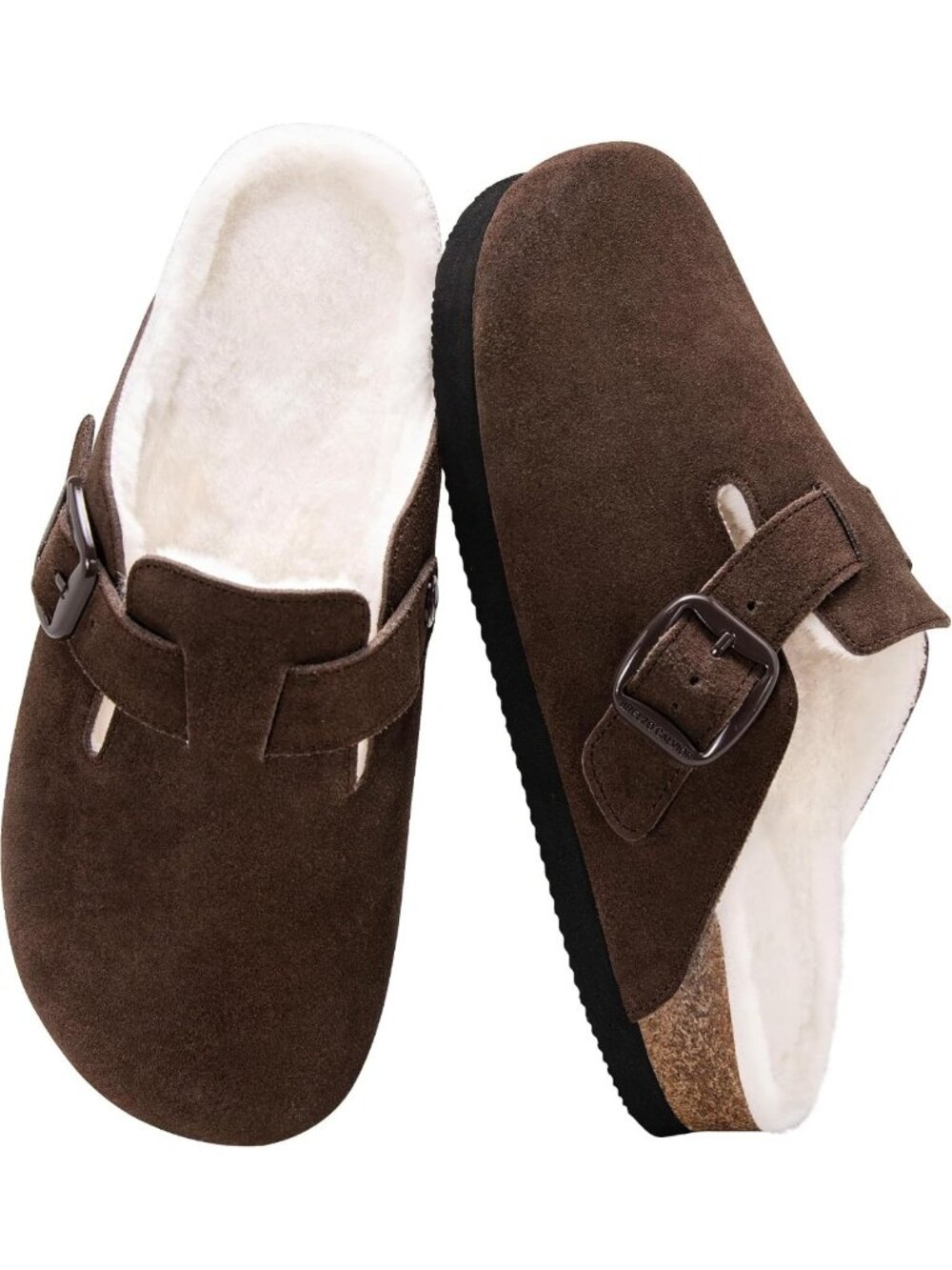 Cozy Fuzzy Suede Clogs | Fur Lined Leather Mules | Non-Slip Potato Shoes